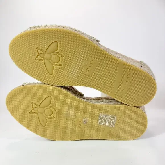 Gucci Woven GG Espadrille Wedge Heel - Women’s 7.5